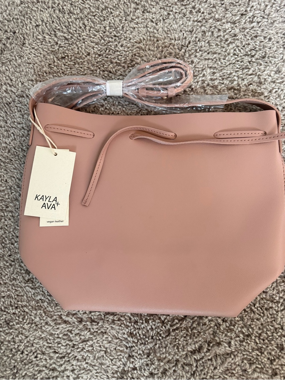 Kayla Ava Blush Shoulder Bag - Vegan Leather Drawstring Crossbody
